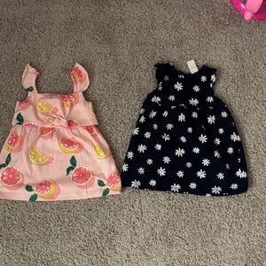 Girls Pink Citrus Print Sundress and blue floral